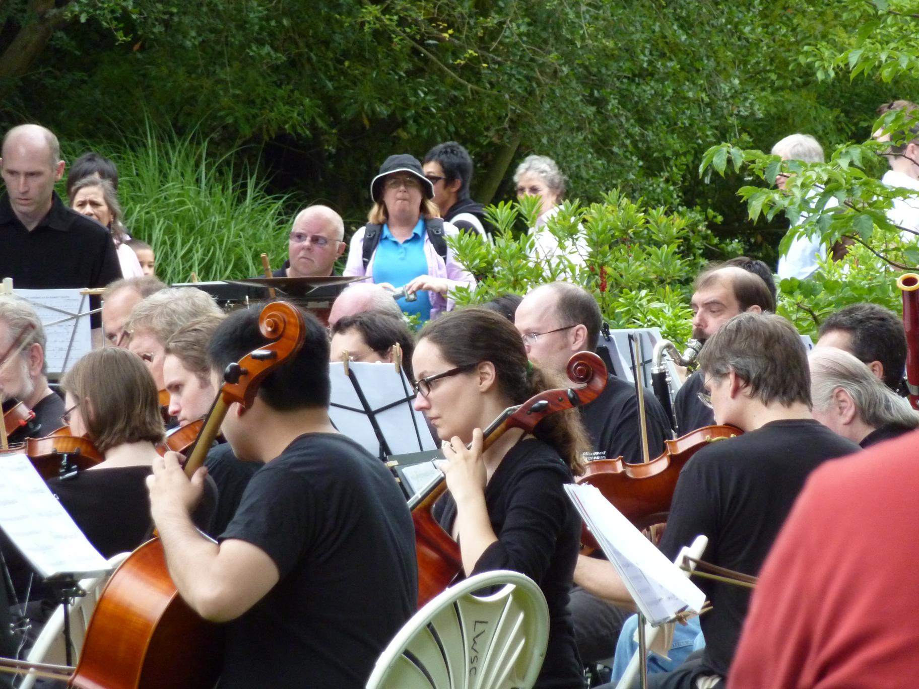 Sarah playing in orchestra at Chittenden Locks || DMC-ZS3@49.2 | 1/100s | f4.9 | ISO400 || 2010-06-27 16:24:06